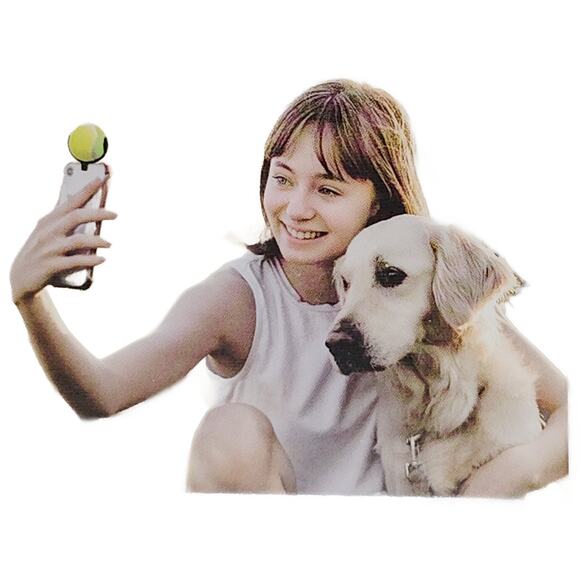 Modern Expressions Pet Selfie Prop Squeaky Tennis Ball Smartphone Attachment Toy - Picture 1 of 8